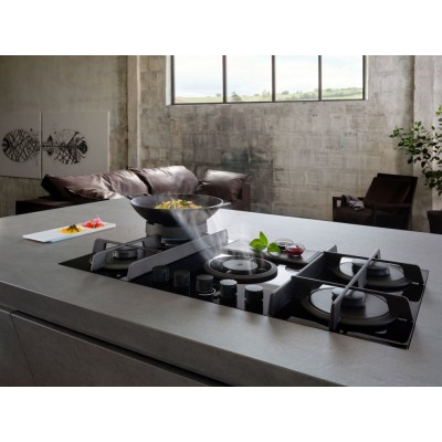 Elica Nikolatesla flame bl/f/88 placa de gas con campana integrada 90 cm cristal negro