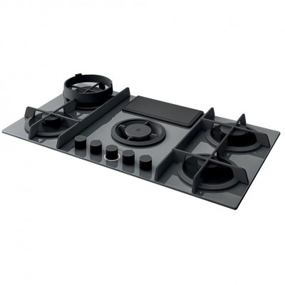 Elica Nikolatesla flame gr/f/88 placa de gas con campana integrada 90 cm cristal gris