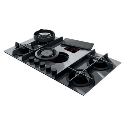 Elica Nikolatesla flame gr/f/88 gas hob integrated hood 90 cm grey glass