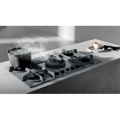 Elica Nikolatesla flame gr/f/88 gas hob integrated hood 90 cm grey glass