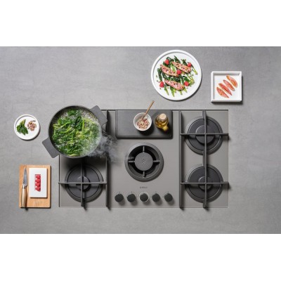 Elica Nikolatesla flame gr/f/88 table de cuisson à gaz avec hotte intégrée 90 cm verre gris