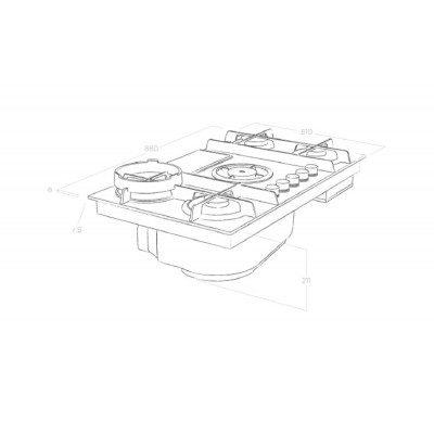 Elica Nikolatesla flame gr/f/88 gas hob integrated hood 90 cm grey glass