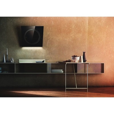 Elica Om Air geneigte Wandhaube 75 cm, schwarzes Glas