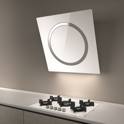Campana mural inclinada Elica Om air 75 cm cristal blanco