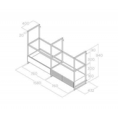 Hotte murale Elica Open Swift + 2 étagères en verre transparent 160 cm