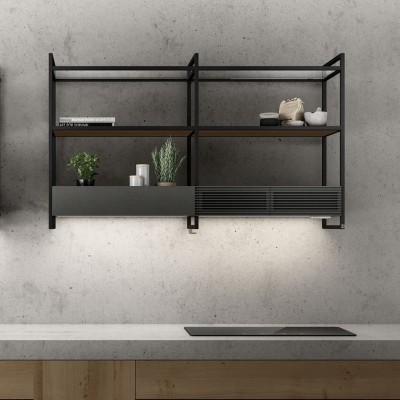 Elica Campana de pared Swift abierta + 2 estantes de cristal transparente 160 cm