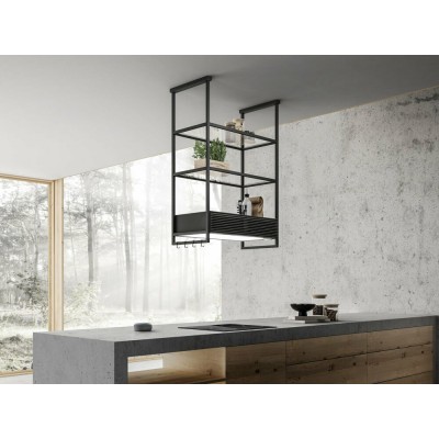 Elica Open swift superior  Hotte îlot + étagère en verre extra clair 80 cm