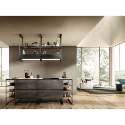 Elica Open swift superior island hood + smoked glass shelves 160 cm