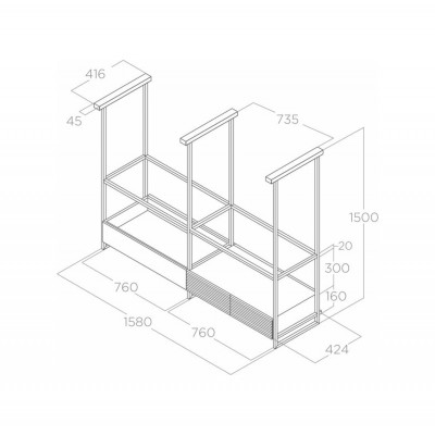 Elica Open swift superior island hood + smoked glass shelves 160 cm