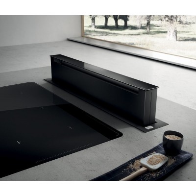 Elica Pandora bl/f/90 Downdraft-Bodenhaube 90 cm, schwarzes Glas