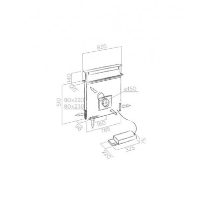 Elica Pandora gme bl/a/90 Downdraft-Bodenhaube 90 cm, schwarzes Glas