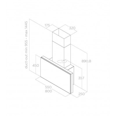 Elica Plat wall hood 55 cm black glass