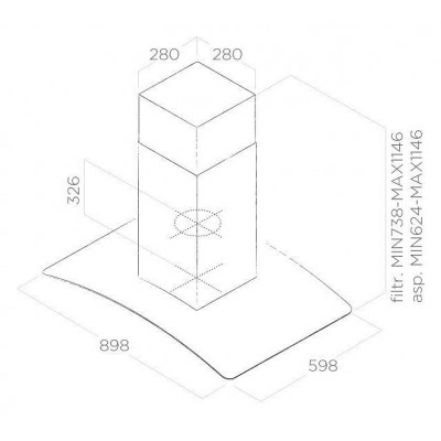 Elica Reef island  Island hood vent 90 cm stainless steel + glass