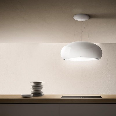 Elica Seashell hotte îlot suspendue 80 cm blanc perle