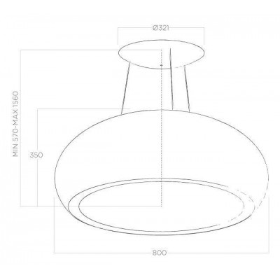 Elica Seashell hotte îlot suspendue 80 cm blanc perle