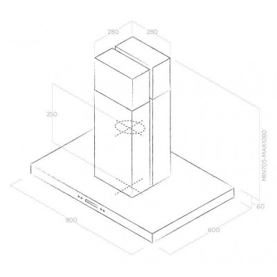 Elica Spot plus island  Island hood vent 90cm stainless steel