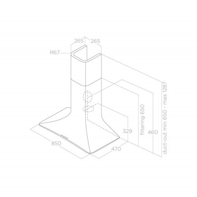 Elica Sweet wall hood + chimney extension 85 cm peltrox