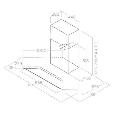 Campana esquinero de pared Elica Synthesis 100 cm acero inoxidable + cristal