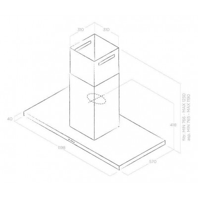 Elica Thin island  Hotte îlot 120 cm en acier inoxydable