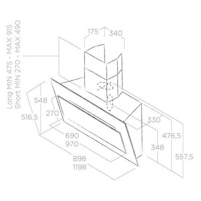 Elica Vertigo wall hood 90 cm white glass