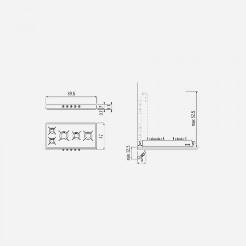 Alpes inox r 60/5g piano cottura gas appoggio ribaltabile 60 cm