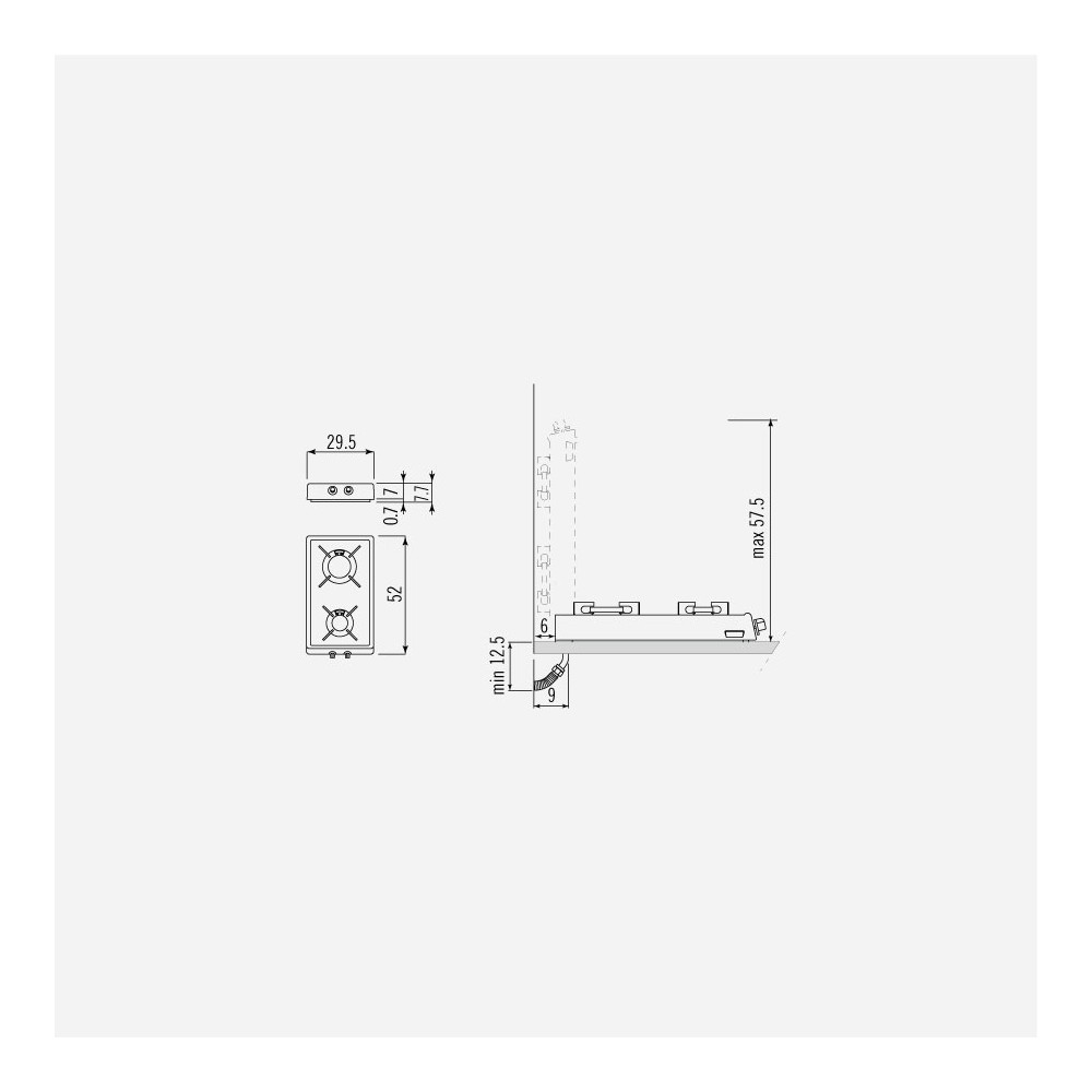 Piano cottura a gas - R 30/2GG - ALPES-INOX - 2 fuochi / da appoggio / con  manopole