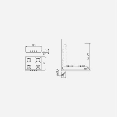 Alpes inox r 60/4g piano cottura gas appoggio ribaltabile 60 cm acciaio inox