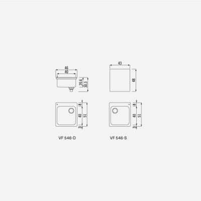 Alpes inox vf 456-s  Sink built-in bathtub 56 cm steel