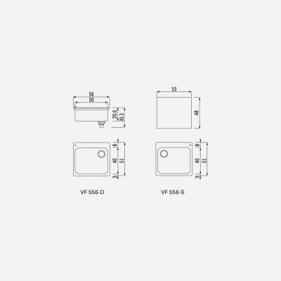 Alpes inox vf 556-s  Sink built-in bathtub 56 cm steel