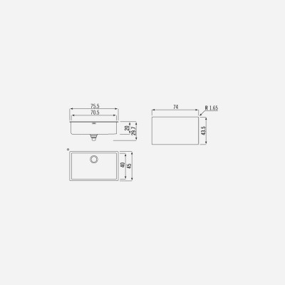 Alpes inox vfr 485  Waschbecken Einbaubadewanne 85 cm Stahl