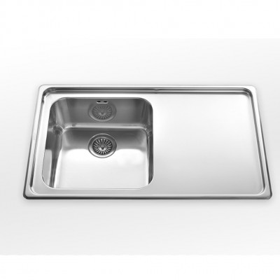 Alpes inox 87/1v1sl lavello incasso vasca + scivolo 87 cm per base 45 cm
