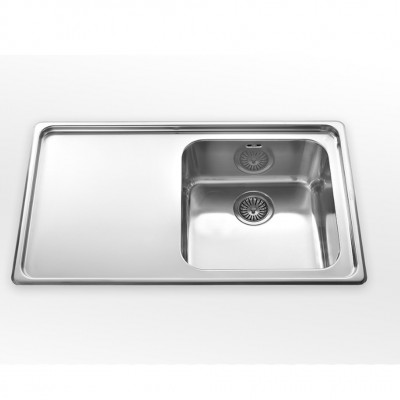 Alpes inox 87/1sl1v  Einbau-Waschbecken Wanne + Rutsche 87 cm für Sockel 45 cm