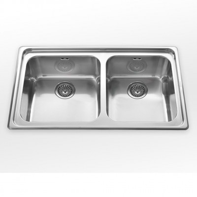 Alpes inox 87/2v lavello incasso doppia vasca 87 cm