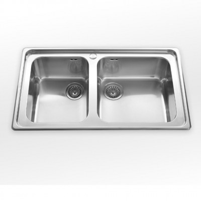 Alpes inox 87/2vp  Double bowl sink built-in 87cm