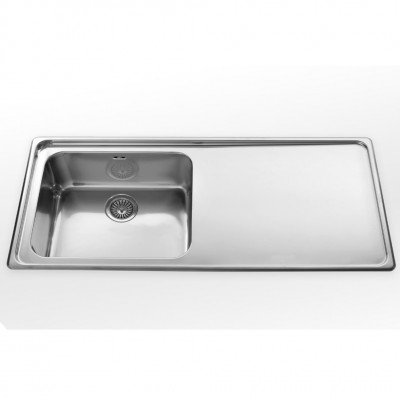 Alpes inox 117/1v1sl  Einbau-Waschbecken Wanne + Rutsche 117 cm für Sockel 60 cm