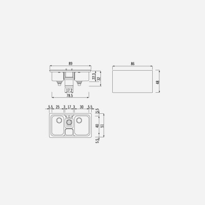 Alpes inox f 589/2v1b-e lavello incasso doppia vasca multifunzione 90 cm