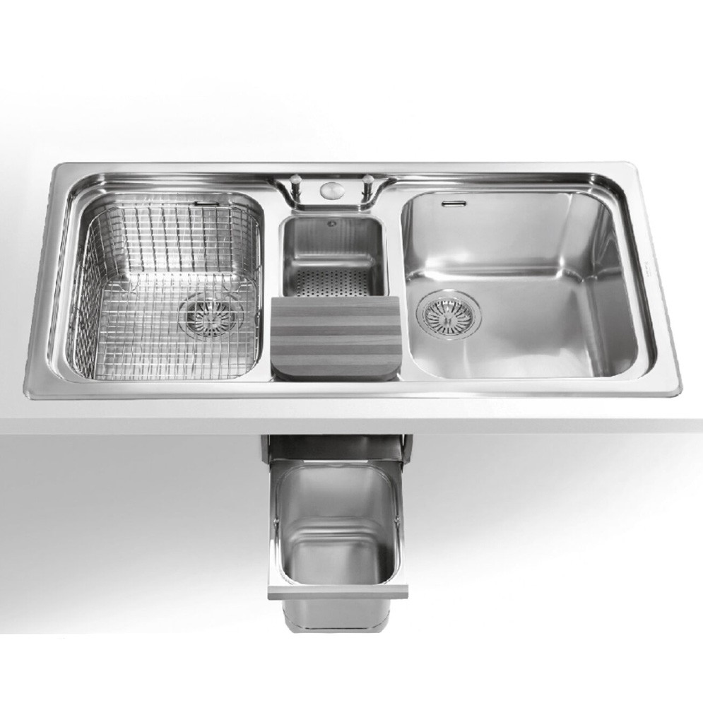 Alpes inox f 599/2v1b-e Double bowl sink multifunctional 100cm