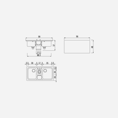 Alpes inox f 599/2v1b-e lavello doppia vasca multifunzione 100 cm