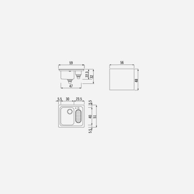 Alpes inox f 559/1v1b lavello incasso vasca multifunzione 60 cm