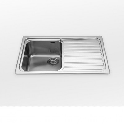 Alpes inox f 579/1v1s  Einbau-Waschbecken Wanne + Abtropffläche 80 cm für Unterschrank 45 cm