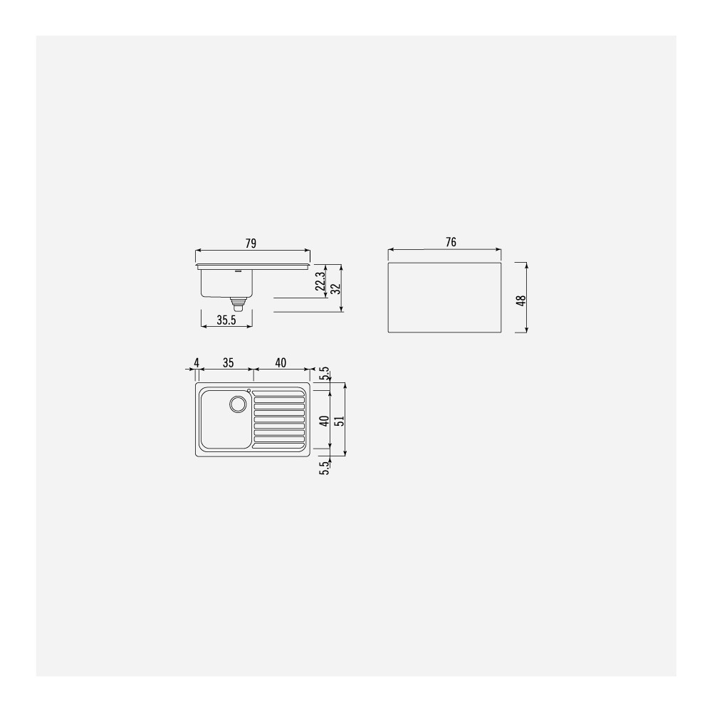 Alpes Inox F 579/1v1s Lavello Incasso Vasca + Sgocciolatoio 80 Cm Per ...