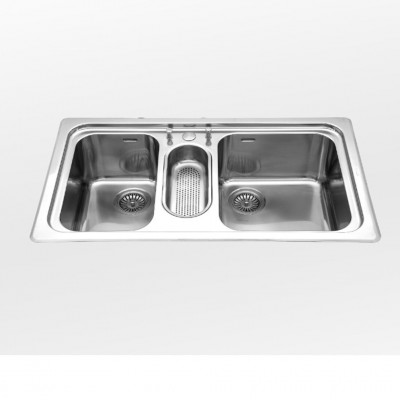 Alpes inox f 589/2v1b  Built-in double bowl sink 90cms