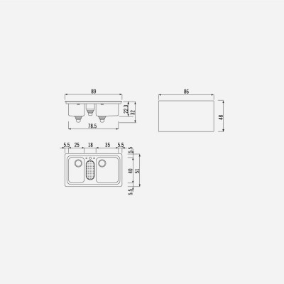 Alpes inox f 589/2v1b lavello doppia vasca incasso 90 cm
