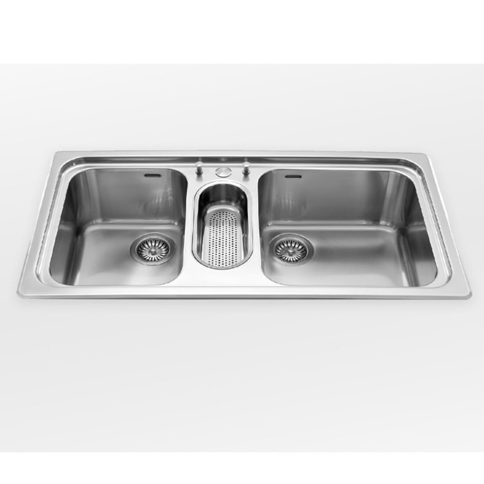 Alpes inox f 599/2v1b lavello incasso doppia vasca 100 cm