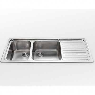 Alpes inox f 5119/2v1s  Double bowl sink + built-in drainer 120 cm
