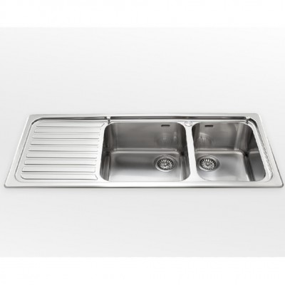 Alpes inox f 5119/1s2v lavello doppia vasca + gocciolatoio incasso 120 cm