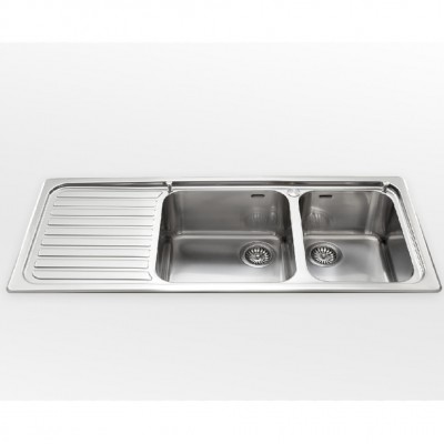 Alpes inox f 5119/1s2v  Double bowl sink + built-in drainer 120 cm