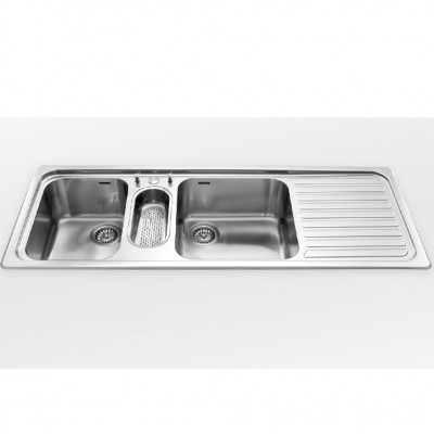 Alpes inox f 5134/2v1b1s lavello doppia vasca + gocciolatoio incasso 135 cm