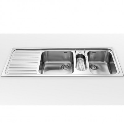 Alpes inox f 5134/1s1b2v  Double bowl sink + built-in drainer 135 cm