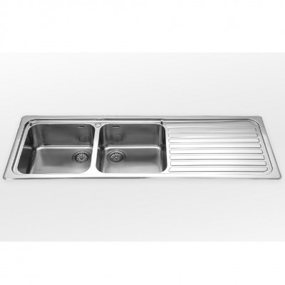 Alpes inox f 5149/1s2v  Double bowl sink + built-in drainer 150 cm